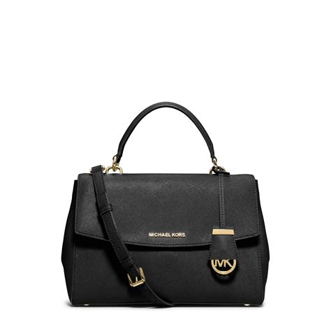 michael michael kors ava medium scalloped leather satchel|Michael Kors Ava Medium Leather Satchel Black .